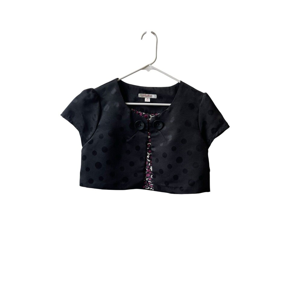 Xhilararion Woman’s Black Cropped 1-Eye/Hook, 3/4 Sleeve Jacket Size Med NWT